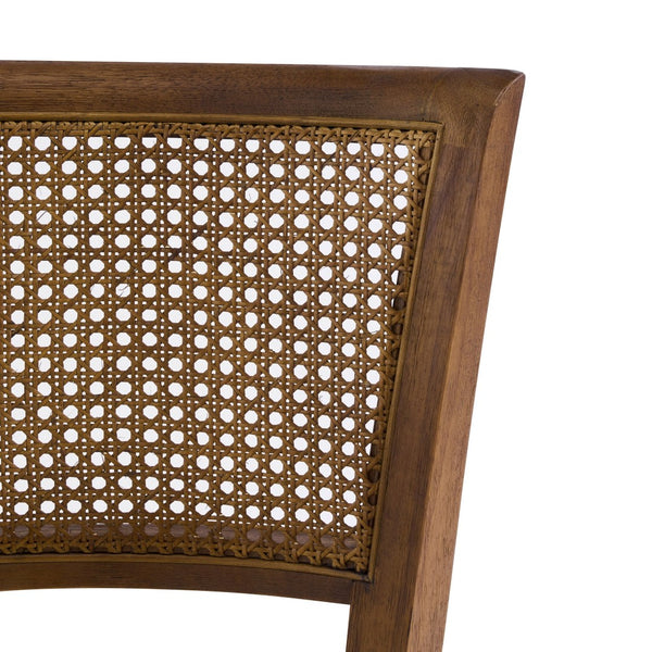 English Elm Modern Rattan Back Rubberwood Dining Chairs Woven Mesh Walnut Set for Two N768P442373W