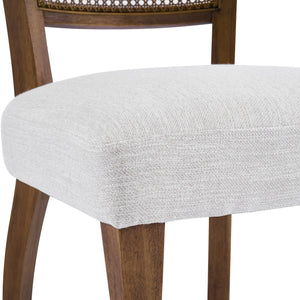 English Elm Modern Rattan Back Rubberwood Dining Chairs Woven Mesh Walnut Set for Two N768P442373W