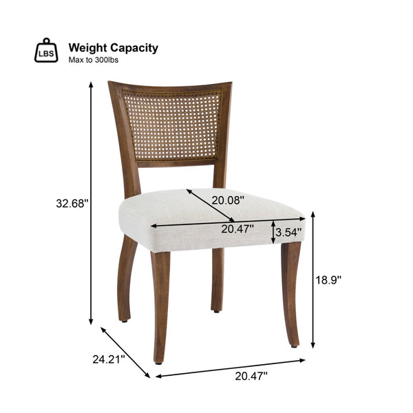 English Elm Modern Rattan Back Rubberwood Dining Chairs Woven Mesh Walnut Set for Two N768P442373W