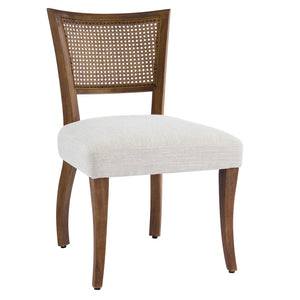 English Elm Modern Rattan Back Rubberwood Dining Chairs Woven Mesh Walnut Set for Two N768P442373W