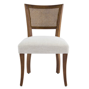 English Elm Modern Rattan Back Rubberwood Dining Chairs Woven Mesh Walnut Set for Two N768P442373W