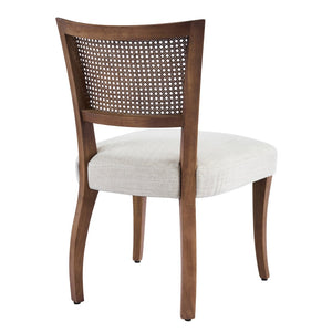 English Elm Modern Rattan Back Rubberwood Dining Chairs Woven Mesh Walnut Set for Two N768P442373W