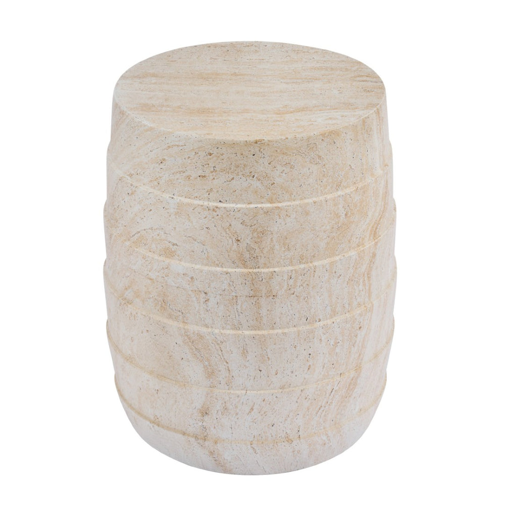 English Elm Modern Ribbed MGO Travertine Finish Outdoor Side Table for Patio Balcony or Living Room N768P443081T