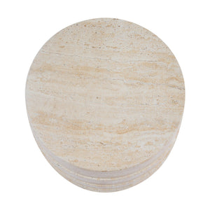 English Elm Modern Ribbed MGO Travertine Finish Outdoor Side Table for Patio Balcony or Living Room N768P443081T