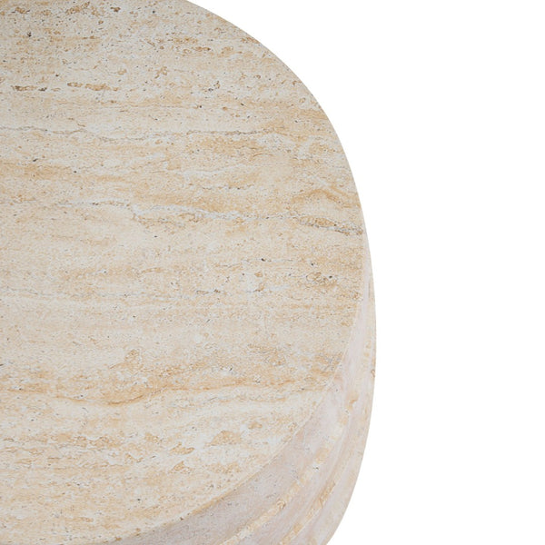 English Elm Modern Ribbed MGO Travertine Finish Outdoor Side Table for Patio Balcony or Living Room N768P443081T