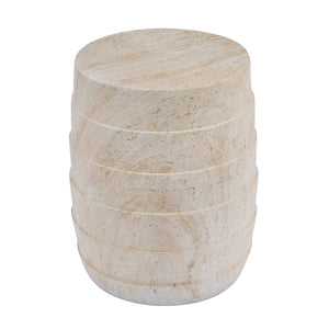 English Elm Modern Ribbed MGO Travertine Finish Outdoor Side Table for Patio Balcony or Living Room N768P443081T