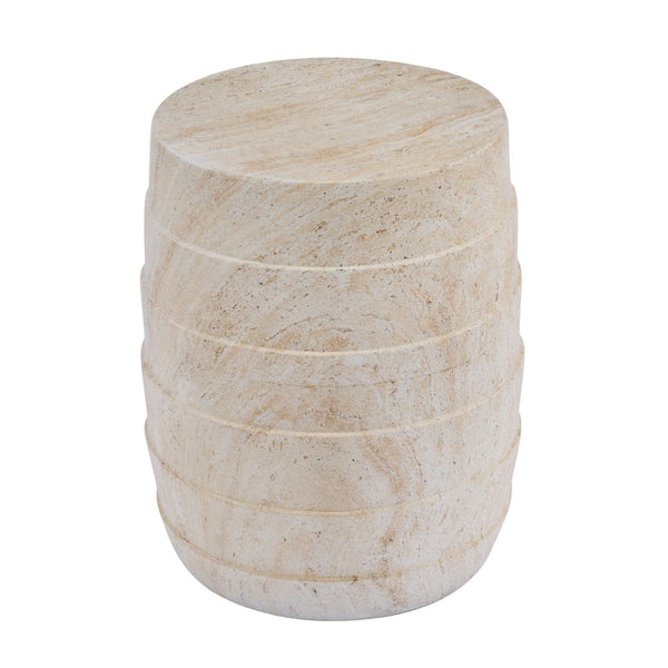 English Elm Modern Ribbed MGO Travertine Finish Outdoor Side Table for Patio Balcony or Living Room N768P443081T
