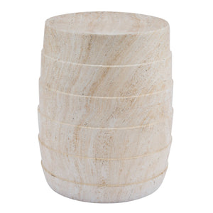 English Elm Modern Ribbed MGO Travertine Finish Outdoor Side Table for Patio Balcony or Living Room N768P443081T