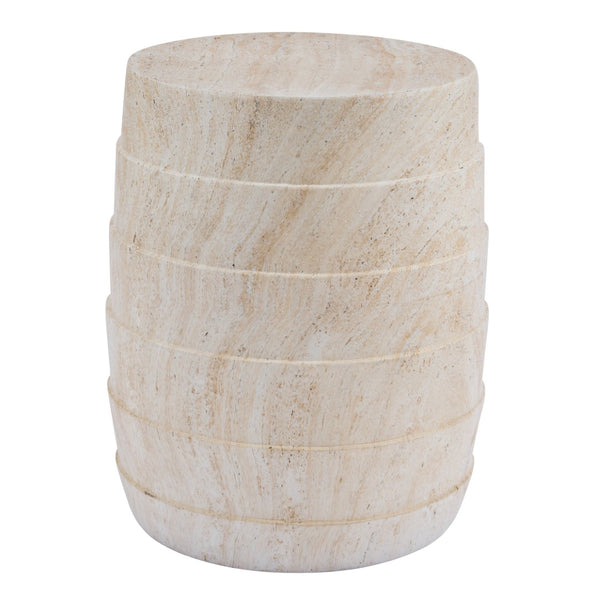 English Elm Modern Ribbed MGO Travertine Finish Outdoor Side Table for Patio Balcony or Living Room N768P443081T