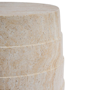 English Elm Modern Ribbed MGO Travertine Finish Outdoor Side Table for Patio Balcony or Living Room N768P443081T