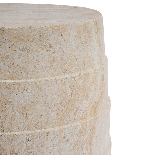 English Elm Modern Ribbed MGO Travertine Finish Outdoor Side Table for Patio Balcony or Living Room N768P443081T