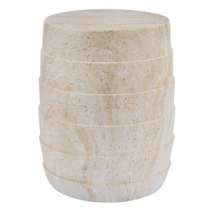 English Elm Modern Ribbed MGO Travertine Finish Outdoor Side Table for Patio Balcony or Living Room N768P443081T