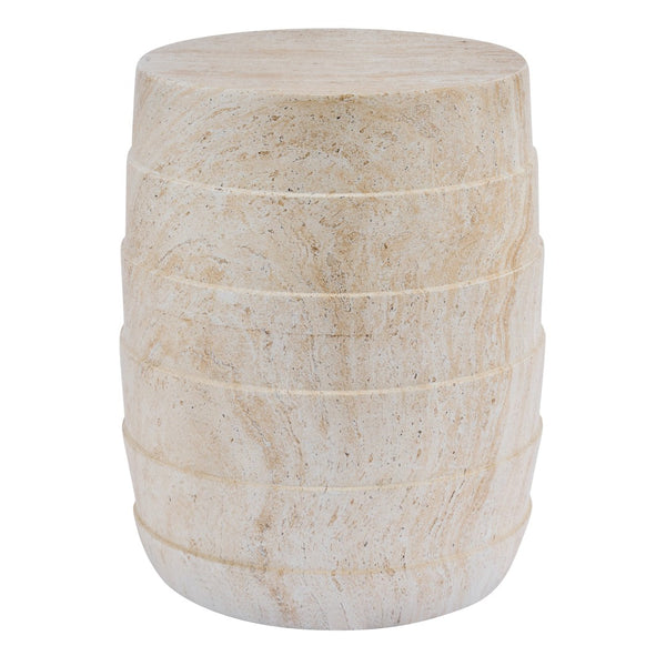 English Elm Modern Ribbed MGO Travertine Finish Outdoor Side Table for Patio Balcony or Living Room N768P443081T