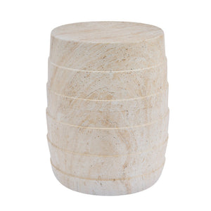 English Elm Modern Ribbed MGO Travertine Finish Outdoor Side Table for Patio Balcony or Living Room N768P443081T