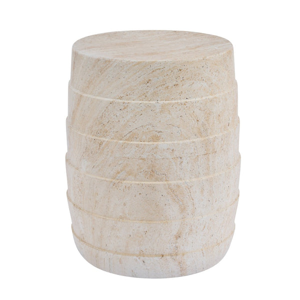 English Elm Modern Ribbed MGO Travertine Finish Outdoor Side Table for Patio Balcony or Living Room N768P443081T