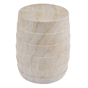 English Elm Modern Ribbed MGO Travertine Finish Outdoor Side Table for Patio Balcony or Living Room N768P443081T