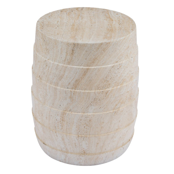 English Elm Modern Ribbed MGO Travertine Finish Outdoor Side Table for Patio Balcony or Living Room N768P443081T