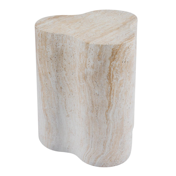 English Elm Organic MGO Travertine Side Table Weather Resistant Accent for Patio and Bedroom N768P443086T