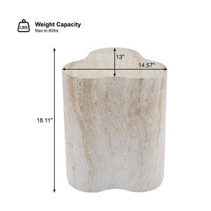 English Elm Organic MGO Travertine Side Table Weather Resistant Accent for Patio and Bedroom N768P443086T