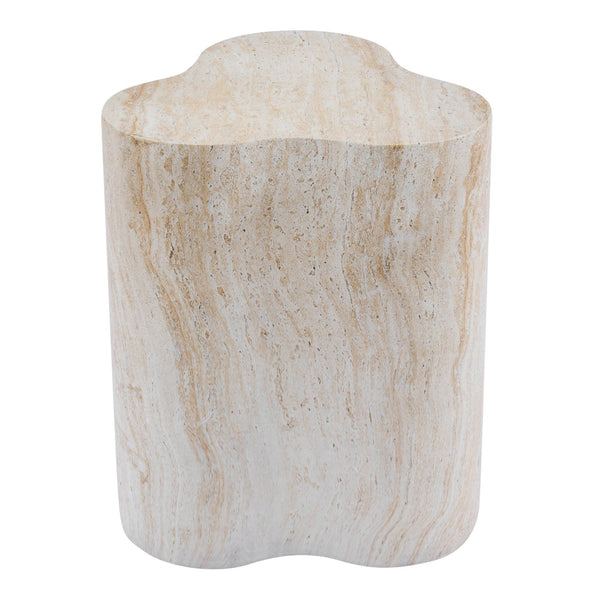English Elm Organic MGO Travertine Side Table Weather Resistant Accent for Patio and Bedroom N768P443086T