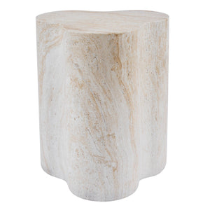 English Elm Organic MGO Travertine Side Table Weather Resistant Accent for Patio and Bedroom N768P443086T
