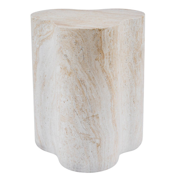 English Elm Organic MGO Travertine Side Table Weather Resistant Accent for Patio and Bedroom N768P443086T