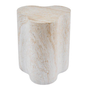 English Elm Organic MGO Travertine Side Table Weather Resistant Accent for Patio and Bedroom N768P443086T