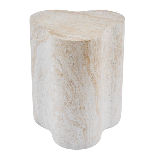 English Elm Organic MGO Travertine Side Table Weather Resistant Accent for Patio and Bedroom N768P443086T