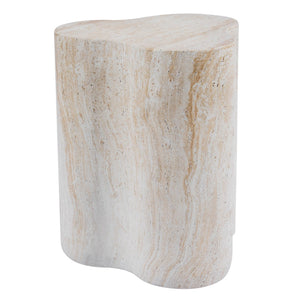 English Elm Organic MGO Travertine Side Table Weather Resistant Accent for Patio and Bedroom N768P443086T