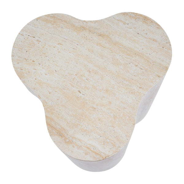 English Elm Organic MGO Travertine Side Table Weather Resistant Accent for Patio and Bedroom N768P443086T