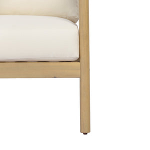 English Elm Light Teak Acacia Club Chair with Hand Knotted Rope Weave and Cream Outdoor Cushions N768P446378L