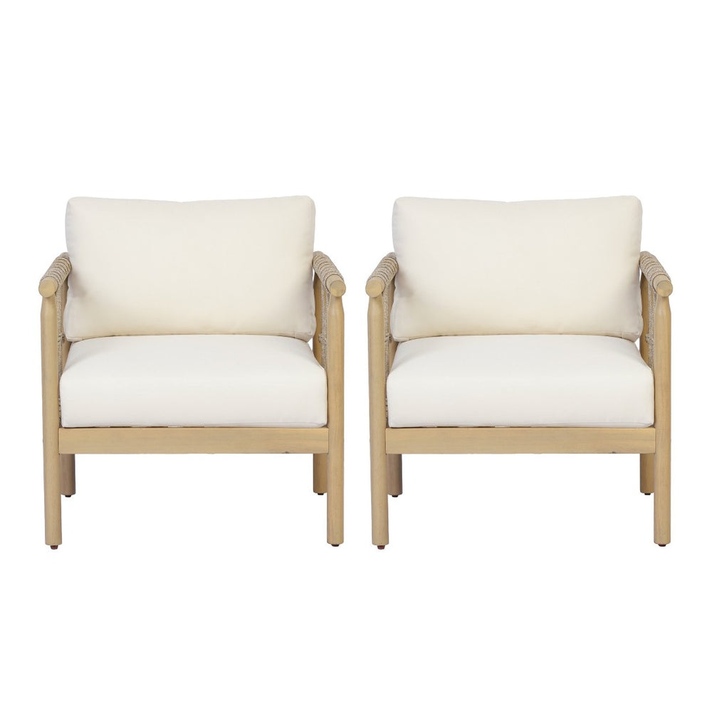 English Elm Light Teak Acacia Rope Woven Oversized Patio Armchair Set with Cream Cushions N768P446378L_2