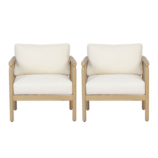 English Elm Light Teak Acacia Rope Woven Oversized Patio Armchair Set with Cream Cushions N768P446378L_2