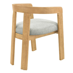 English Elm Modern Barrel Arm Dining Chairs Solid Rubberwood Linen Seat Mid-Century Set of 2 Natural Oak N768P458481N