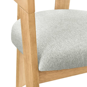 English Elm Modern Barrel Arm Dining Chairs Solid Rubberwood Linen Seat Mid-Century Set of 2 Natural Oak N768P458481N