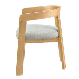 English Elm Modern Barrel Arm Dining Chairs Solid Rubberwood Linen Seat Mid-Century Set of 2 Natural Oak N768P458481N