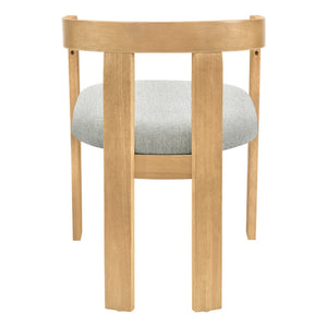 English Elm Modern Barrel Arm Dining Chairs Solid Rubberwood Linen Seat Mid-Century Set of 2 Natural Oak N768P458481N