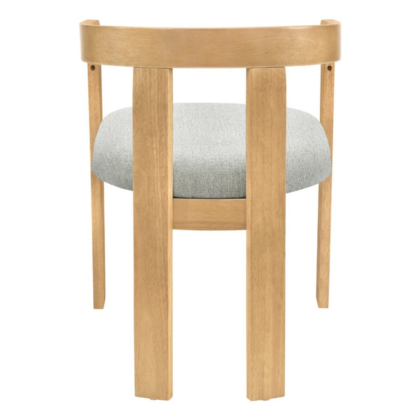 English Elm Modern Barrel Arm Dining Chairs Solid Rubberwood Linen Seat Mid-Century Set of 2 Natural Oak N768P458481N