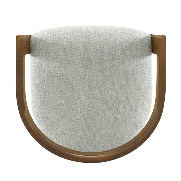 English Elm Modern Barrel Arm Dining Chairs Solid Rubberwood Linen Seat Mid-Century Set of 2 Walnut N768P458481W