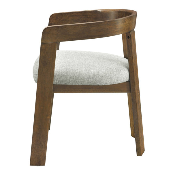 English Elm Modern Barrel Arm Dining Chairs Solid Rubberwood Linen Seat Mid-Century Set of 2 Walnut N768P458481W