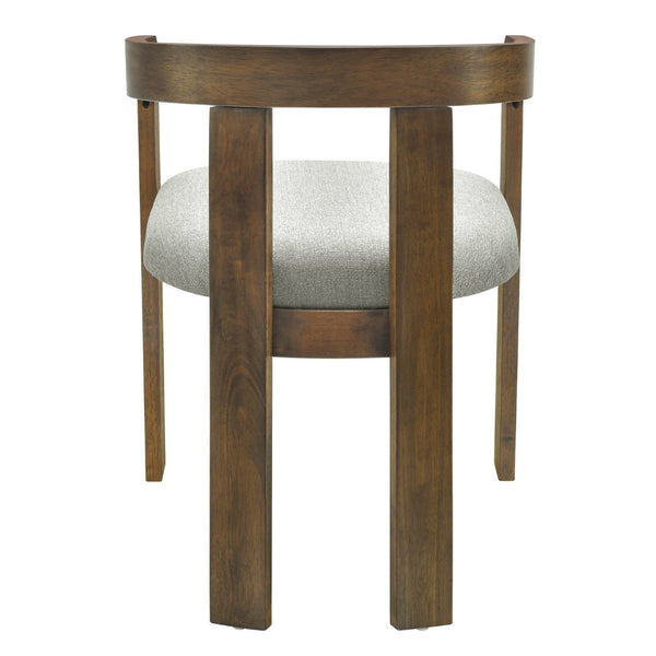 English Elm Modern Barrel Arm Dining Chairs Solid Rubberwood Linen Seat Mid-Century Set of 2 Walnut N768P458481W