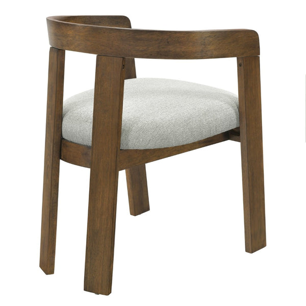 English Elm Modern Barrel Arm Dining Chairs Solid Rubberwood Linen Seat Mid-Century Set of 2 Walnut N768P458481W