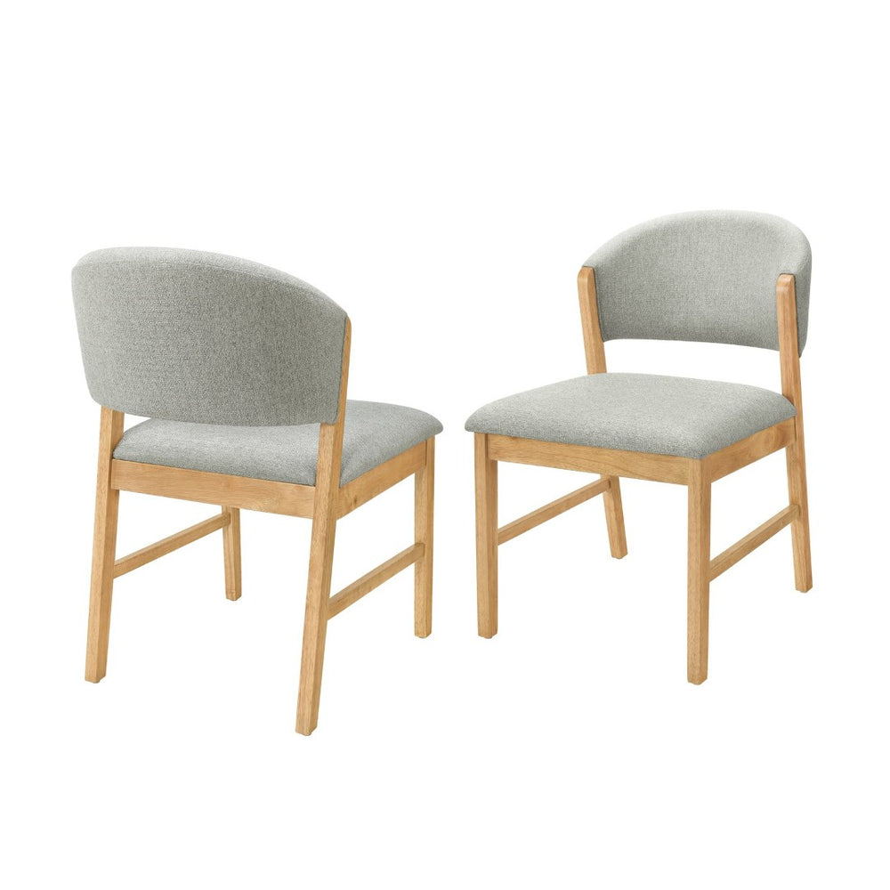 English Elm Mid-century Modern Rubberwood Dining Chairs with Curved Upholstered Back Set of 2 Grayish Green / Natural Oak N768P458483N