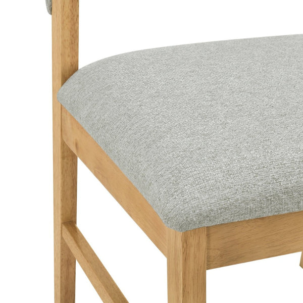 English Elm Mid-century Modern Rubberwood Dining Chairs with Curved Upholstered Back Set of 2 Grayish Green / Natural Oak N768P458483N