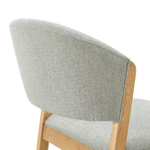 English Elm Mid-century Modern Rubberwood Dining Chairs with Curved Upholstered Back Set of 2 Grayish Green / Natural Oak N768P458483N
