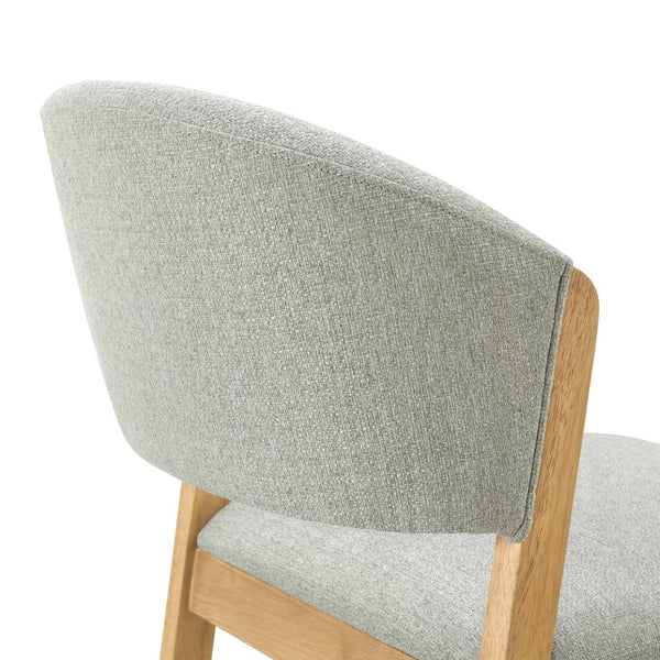 English Elm Mid-century Modern Rubberwood Dining Chairs with Curved Upholstered Back Set of 2 Grayish Green / Natural Oak N768P458483N