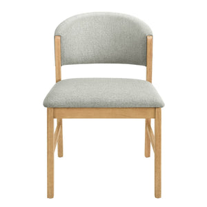 English Elm Mid-century Modern Rubberwood Dining Chairs with Curved Upholstered Back Set of 2 Grayish Green / Natural Oak N768P458483N
