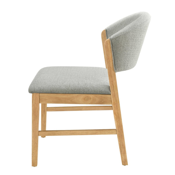 English Elm Mid-century Modern Rubberwood Dining Chairs with Curved Upholstered Back Set of 2 Grayish Green / Natural Oak N768P458483N