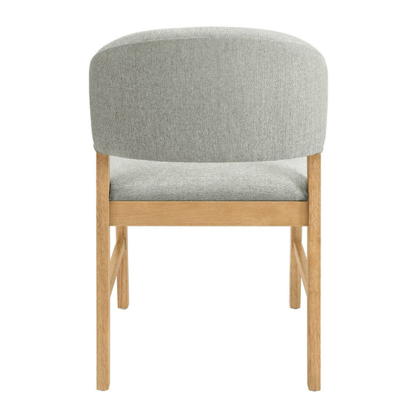 English Elm Mid-century Modern Rubberwood Dining Chairs with Curved Upholstered Back Set of 2 Grayish Green / Natural Oak N768P458483N