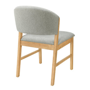 English Elm Mid-century Modern Rubberwood Dining Chairs with Curved Upholstered Back Set of 2 Grayish Green / Natural Oak N768P458483N